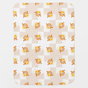 Orange Owl Illustration Pattern Stroller Blanket