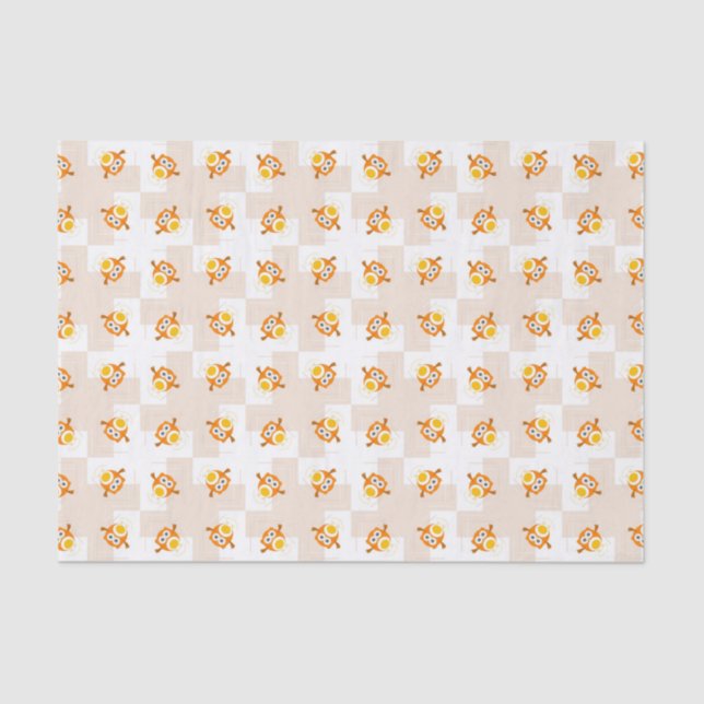 Orange Owl Illustration Pattern Tissue Paper (Front)