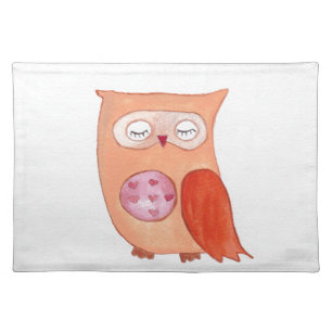 Orange owl placemat