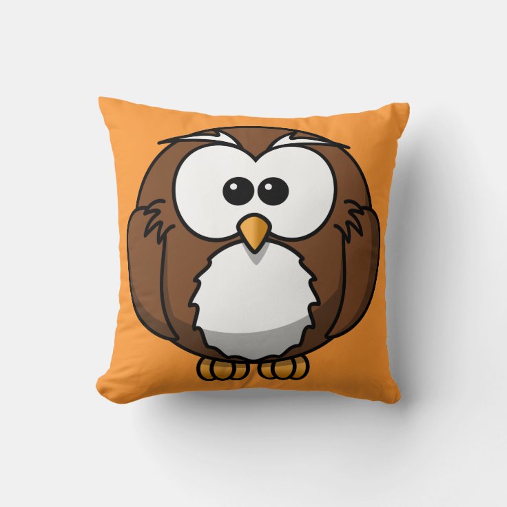 Orange Owl Throw Pillow Zazzle