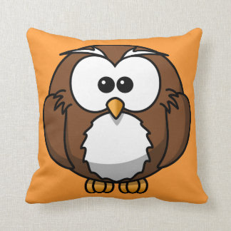 Orange Owl Throw Pillow