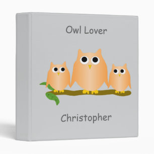 Orange Owls Design Any Colour Background 3 Ring Binder