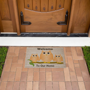 Orange Owls Design Personalised Fiber Doormat