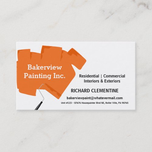 Orange Paint Roller Painting Company Business Card