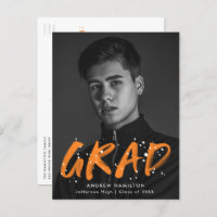 Orange Paint Splatter Photo Graduation Party