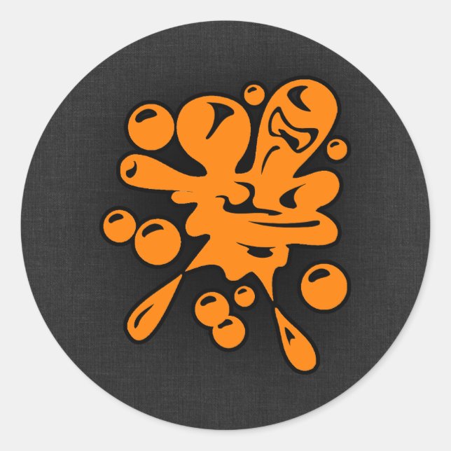 Orange Paintball Classic Round Sticker (Front)
