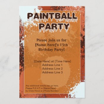 Orange Paintball Party Invite by rheasdesigns at Zazzle