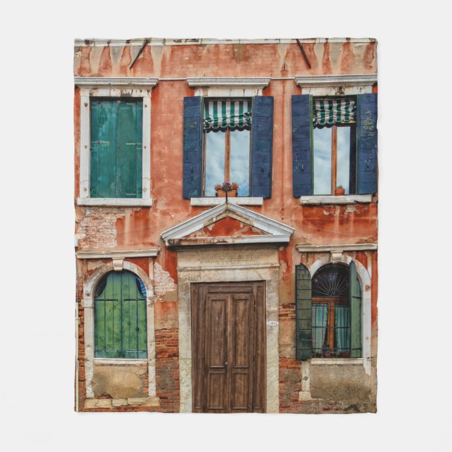 ORANGE PAINTED BUILDING FACADE FLEECE BLANKET (Front)