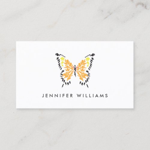 Orange Painted Butterfly Logo on White Business Card