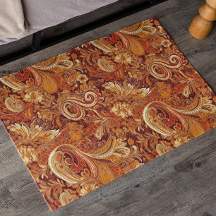 Orange Paisley design Rug