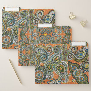 orange paisley file folders