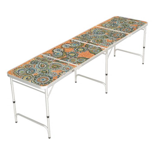 orange paisley folding table