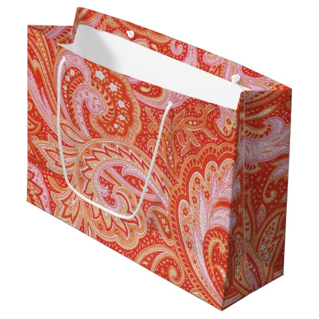 Orange Paisley Large Gift Bag (Front Angled)