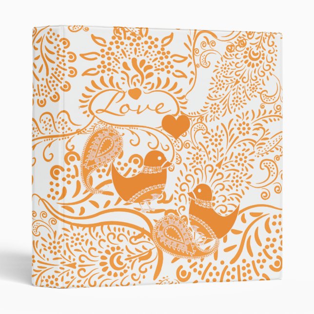 Orange Paisley Love Birds Binder (Front/Spine)