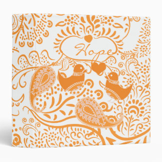 Orange Paisley Love Birds Binder