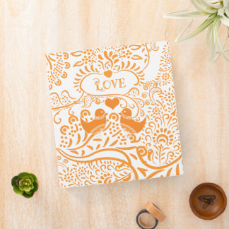 Orange Paisley Love Birds Binder
