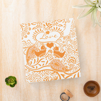Orange Paisley Love Birds Binder