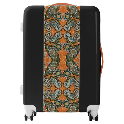 orange paisley  luggage