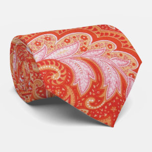 Orange Paisley Neck Tie