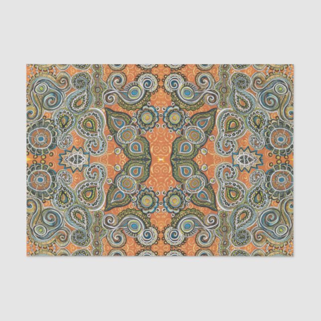 orange paisley pattern tissue paper (Front)