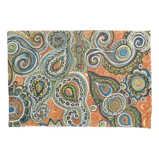 orange paisley pillow case (Front)