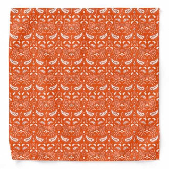 Orange Paisley Print Adult Bandana (Front)