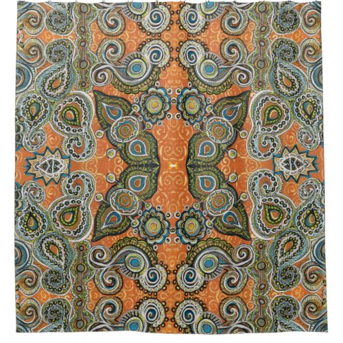 orange paisley shower curtain