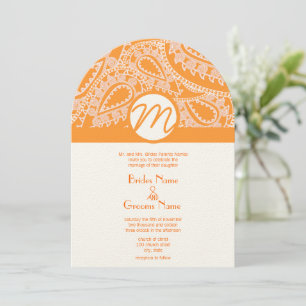 Orange Paisley Wedding Invitation