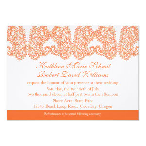 Orange Paisley Wedding Invitation