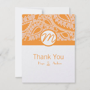 Orange Paisley Wedding Thank You Cards