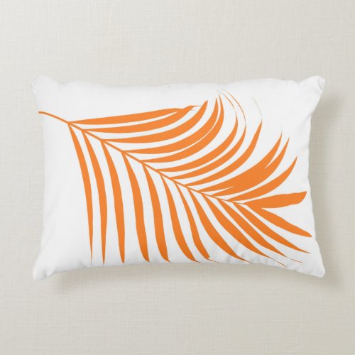 Orange Palm Tree Leaf Coastal Beach Tropical Art Accent Pillow