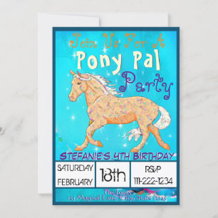 Orange Palomino Birthday II (blue watercolor) Invitation