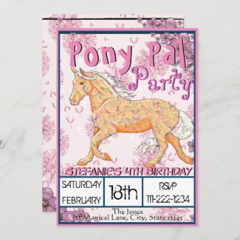 Orange Palomino Birthday Ii (pink Dandelions) Invitation by Heart_Horses at Zazzle