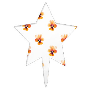 orange pansies cake topper