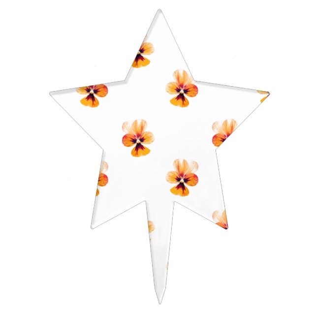 orange pansies cake topper (Front)