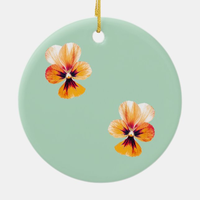 orange pansies ceramic ornament (Back)