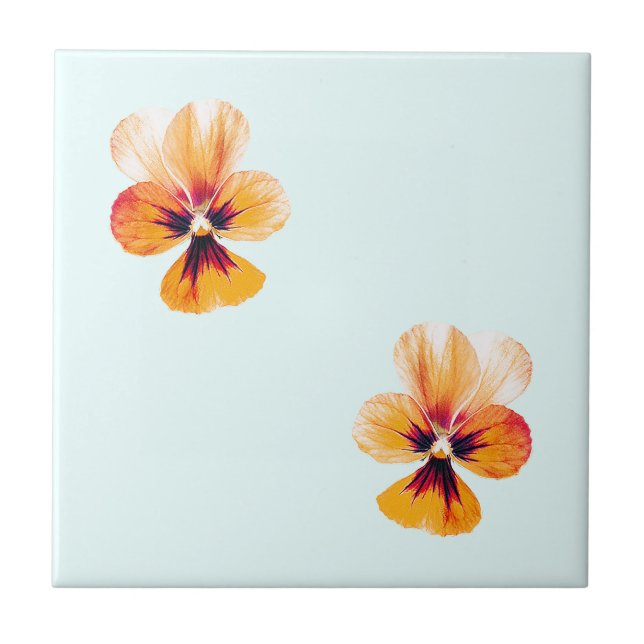 orange pansies ceramic tile (Front)