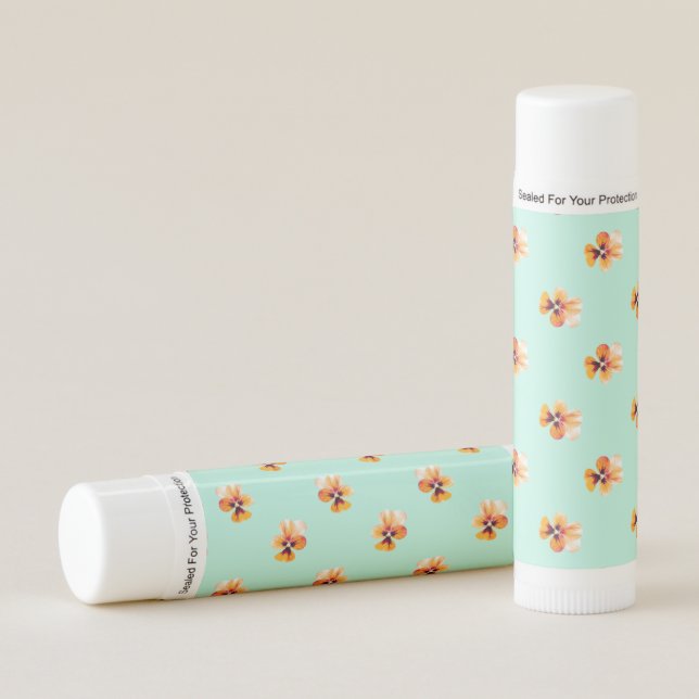 Orange Pansy Pattern Lip Balm (Front)