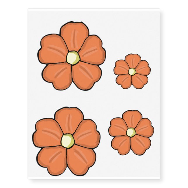Orange pansy temporary tattoos (Front)