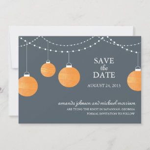 Orange Paper Lantern Wedding Save the Date