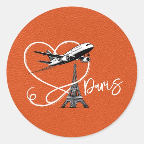 Orange Paris Passport  Classic Round Sticker
