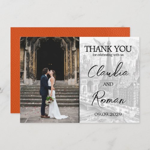 Orange Paris Passport Thank You Card