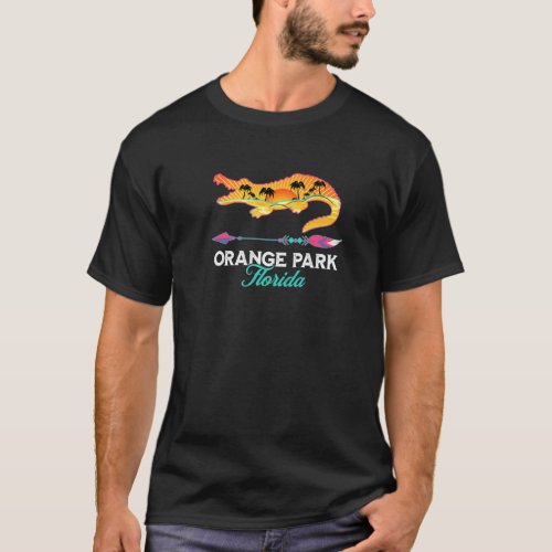 Orange Park Florida Alligator Retro Sun Palm Trees T_Shirt