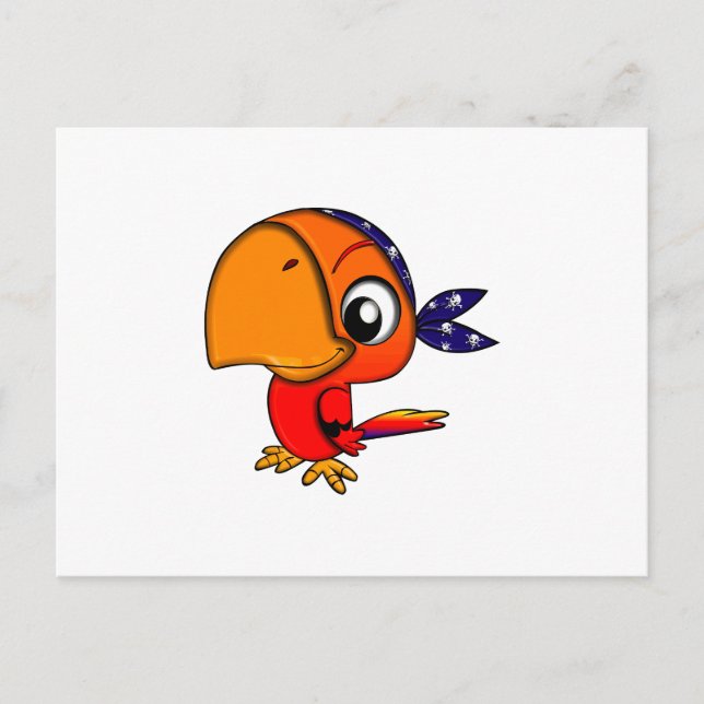 Orange parrot cartoon postcard (Front)
