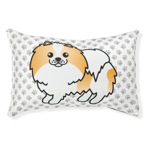 Orange Parti_Color Pomeranian Cartoon Dog  Paws Pet Bed