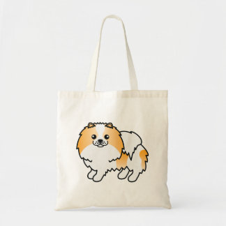 Orange Parti-Color Pomeranian Cute Cartoon Dog Tote Bag