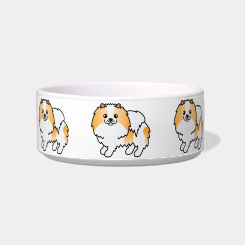 Orange Parti_Color Pomeranian Cute Cartoon Dogs Bowl