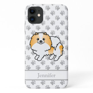 Orange Parti-Color Pomeranian Cute Dog & Name iPhone 11 Case