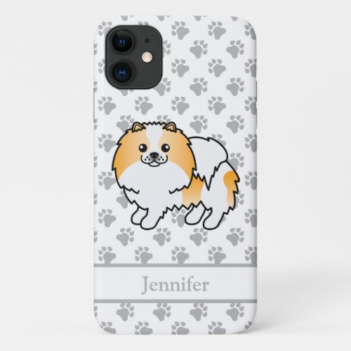 Orange Parti_Color Pomeranian Cute Dog  Name iPhone 11 Case