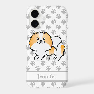Orange Parti-Color Pomeranian Cute Dog & Name iPhone 17 Case